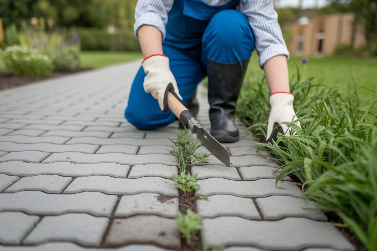 Désherbage d'un pavé autobloquant : comment éliminer les mauvaises ...