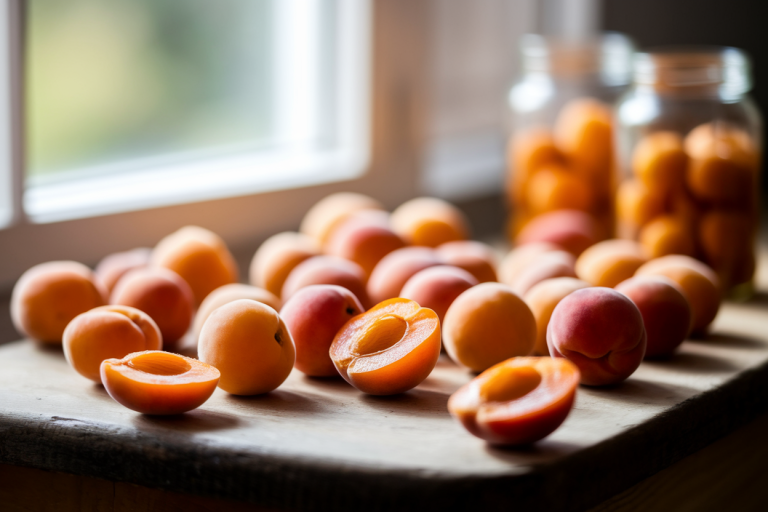 table-bois-abricots-tranches-bocaux